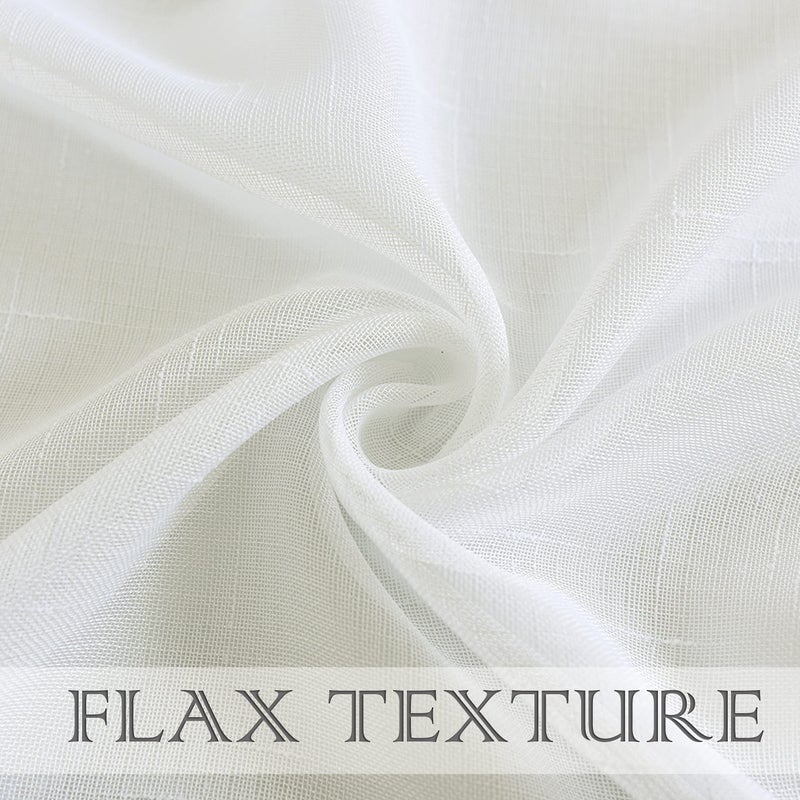 Randall Off White Faux Linen Sheer Curtain with 8 Metal Grommets Open Weave Window Treatment Drape for Living Room & Bedroom,Modern Privacy & Light Filtering & Light Drapes Curtains 2 Panels, 108Inch - Image 2